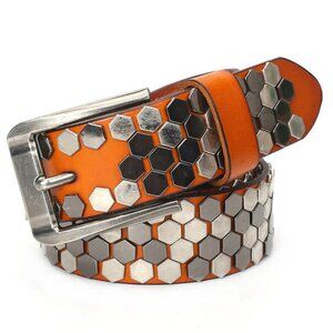 Brand New Unisex Hexagonal Rivet Studded Leather 40" in original box